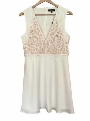 NWT Lulus Florentia White Crochet Skater Mini Dress - Size: Large thumbnail 2