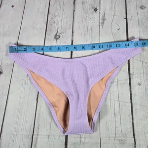 J. Crew Textured curved-waist‎ cheeky bikini bottom Dusty Mauve L NWT thumbnail 8