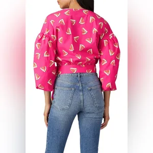 COLOR ME COURTNEY Emily Watermelon Print Wrap Top thumbnail 3