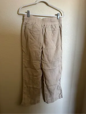 Quince Linen Wide Leg Pants Sz M Tan Neutral Drawstring thumbnail 7