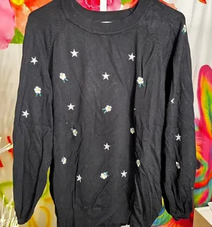 N178. Umgee- Black star and flower sweater thumbnail 1