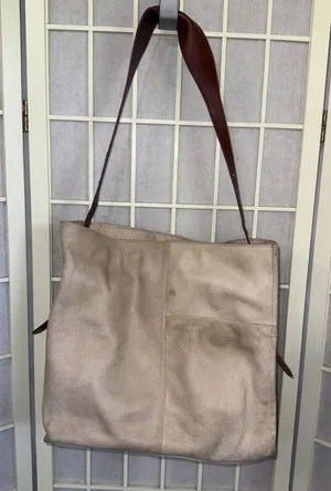 HOBO International Leather Western Beige & Brown Slouchy Tote Bag Purse Handbag thumbnail 1