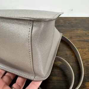 Furla Satchel Crossbody Bag Womens Small Gray Leather Top Handle Gold Hardware thumbnail 15