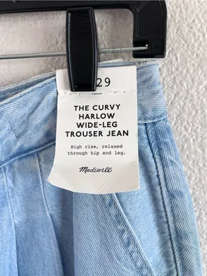 NWT Madewell Women's The Curvy Harlow Wide‎ Leg Trouser Jean High Rise Noll Wash thumbnail 4