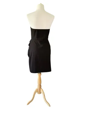 Strapless Sweetheart Ruched Tulip Hem Cocktail Dress Black Size M / L thumbnail 2