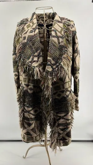 Zara Basic Outerwear Fringe Cardigan Southwestern Size XS-S thumbnail 1