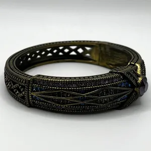 Heidi Daus Conscious Coupling Art Deco Purple Blue Crystal Hinged Bracelet‎ thumbnail 4