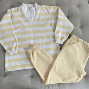 Vintage 90s Mervyns Sweatshirt Sweatpants Yellow Stripe M L XL thumbnail 1
