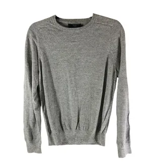 J Crew Womens Sweater Gathered Hem Cotton Crew Neck Gray M thumbnail 1