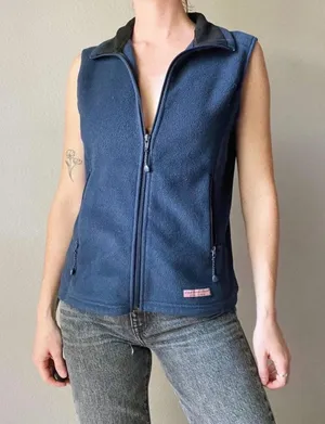 Vineyard Vines Marthas Vineyard Fleece Vest Womens L‎ Large Full Zip Navy thumbnail 1