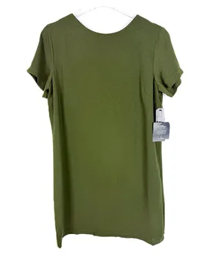 NWT Lulus Shift and Shout Dress Short Sleeves Mini Olive Green Size Small S NEW thumbnail 2
