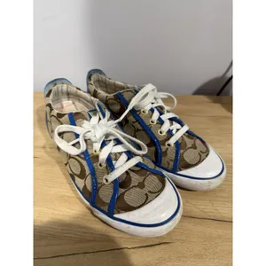 COACH Barrett Signature Canvas Sneakers Women's Size 7.5 Brown Khaki Blue L thumbnail 2
