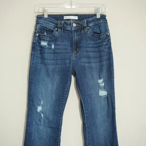 KanCan Size 27 Bootcut Jeans Blue Distressed Ripped Flare Denim Casual Stretch thumbnail 2