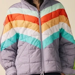 Free People Pipa Stripe Quilted Packable Puffer Jacket Size Large thumbnail 2