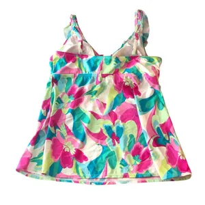Tankini Top Ruffle Molded Cups Floral Colorful M thumbnail 2