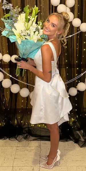 Satin Mini White Dress Amazon thumbnail 3