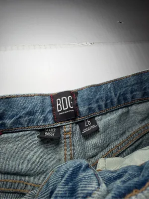 BDG skater baggy Wide Leg Denim Jeans in Light Blue with Frayed Hem thumbnail 2