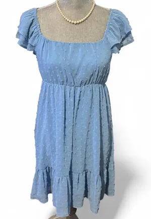 nwt Blue Textured Dress Size M thumbnail 1