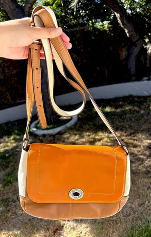 Coach Leather Crossbody Orange/Brown/cream thumbnail 1