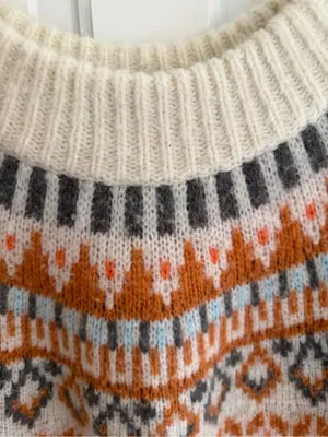 Aerie Fair Isle Nordic‎ Chunky Knit Sweater Cream Small Cozy Oversized thumbnail 4