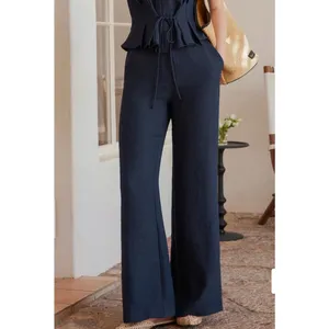 NWT OGL Move Beige Tan High Rise Wide Leg Trousers Pants Pocket Women Size M thumbnail 4