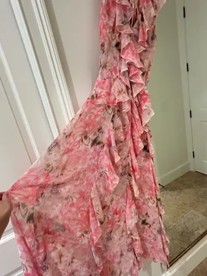 Pink Floral MISA Los Angeles Dress Midi thumbnail 4