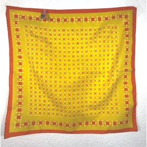 Vintage Ray Strauss Scarf 18” Yellow Orange Geometric Mod Bandana Italy Square thumbnail 4