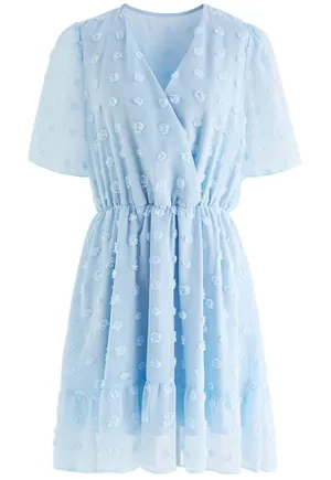 Ruffle Dress Blue Size L thumbnail 1