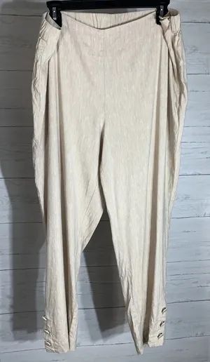 J Jill Linen Stretch Flat Flat Front Beige Pants Elastic Waist Large thumbnail 1