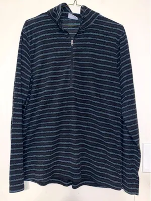 Women's Columbia Blue Gray Stripe 1/4 Zip Pullover Sweatshirt‎ Size Large thumbnail 1