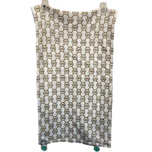 Michael Kors Scarf Reversible Infinity Ivory/Gold‎ Metallic MK Logo Soft OS thumbnail 3