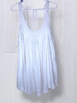 FREE PEOPLE White Swing “New You”Trapeze Tank Top – Tie-Back Boho Beachy Top thumbnail 5