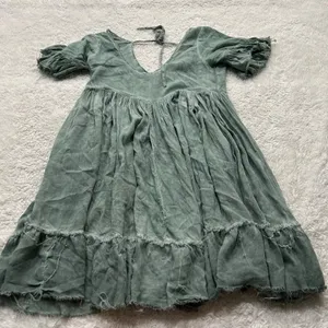 Sea Gypsies Womens Flare Dress in Jaidete Sage Green Sz XS Cottage Fairy Core thumbnail 2