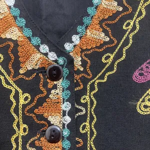 Gallagher Vintage 90s Embroidered Folk Art Cotton Flax Vest M Whimsigoth thumbnail 6