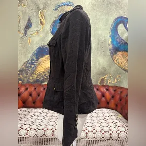 H&M Black Utility Jacket with Structured Stand Collar thumbnail 2