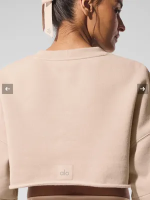 ALO Yoga Extreme Cropped Pullover Macadamia/Light Beige Size XS thumbnail 13