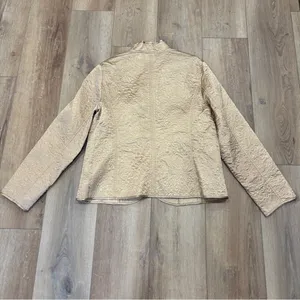 🌟Kate Hill🌟 Quilted Satin Snap Front Blazer Jacket Gold Camel Sz L thumbnail 5