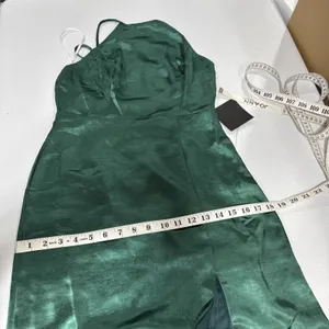 Lulus Emerald Green Satin Maxi Formal Dress Sleeveless Halter S Bridesmaid *FLAW thumbnail 15