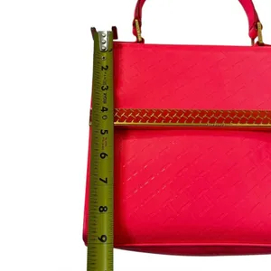 Ted Baker London Neon Pink Patent Embossed T Logo Top Handle Bag Gold Hardware thumbnail 3