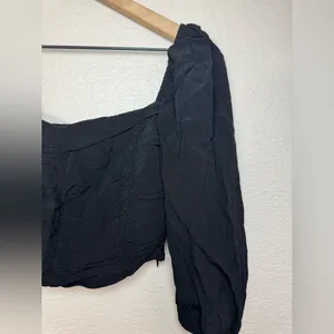 Aritzia Wilfred Lolita Blouse Smocked Cropped Black size Small $110 thumbnail 11