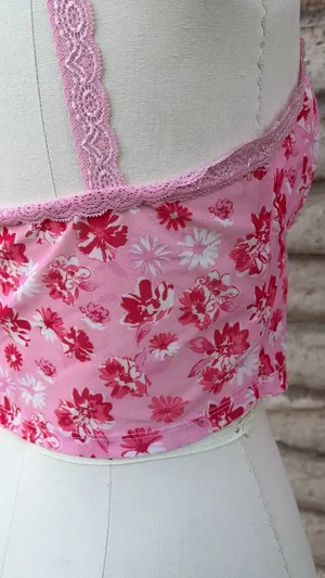 🥂 Shein Pink Floral Bustier Going-Out Crop Top | Size L thumbnail 3