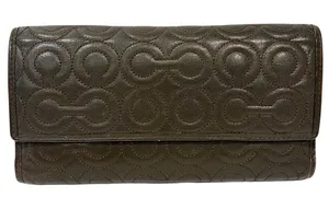 Coach‎ Julia Oh Snap Back Patent Brown Wallet Checkbook Multi Card Slot thumbnail 1