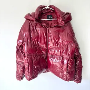 Alo Yoga Stunner Puffer Jacket Cranberry Red Winter Insulated Glossy Oversized thumbnail 7
