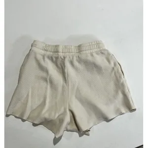 One Wednesday Waffle Knit Cotton Lounge Shorts Cream Medium Casual thumbnail 3