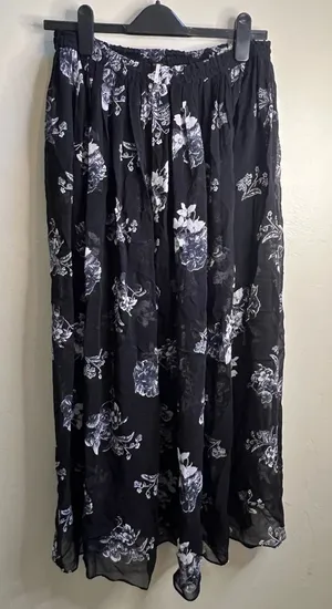 Free People Black and White Floral Maxi‎ Skirt thumbnail 1