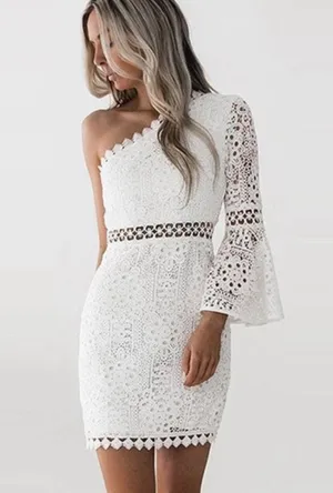 NEW Chiffon Hollow Bell Sleeve White Dress Small S thumbnail 5