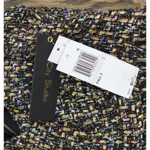 NWT City Studio Boucle Pocket Tweed Sheath Mini Dress Black / Gold Multi 0 thumbnail 6