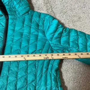Turquoise Quilted Hooded Puffer Jacket Zip Front Lightweight Casual Outerwear‎ thumbnail 5