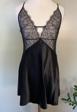 VS Sheer Eyelash Lace Satin Slip Nighty thumbnail 1