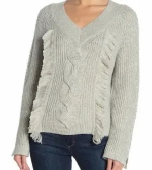 Abound Cable Knit Fringe Sweater Pullover Grey S thumbnail 1